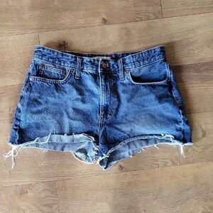 Madewell Dark Blue High-Rise Denim Cutoff Shorts